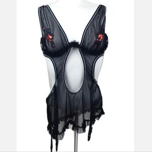 Shirley of Hollywood Mesh Cutout Chemise